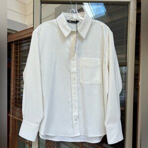 Zara Cream Ivory Pin Wale Corduroy Button Down Shirt XXL